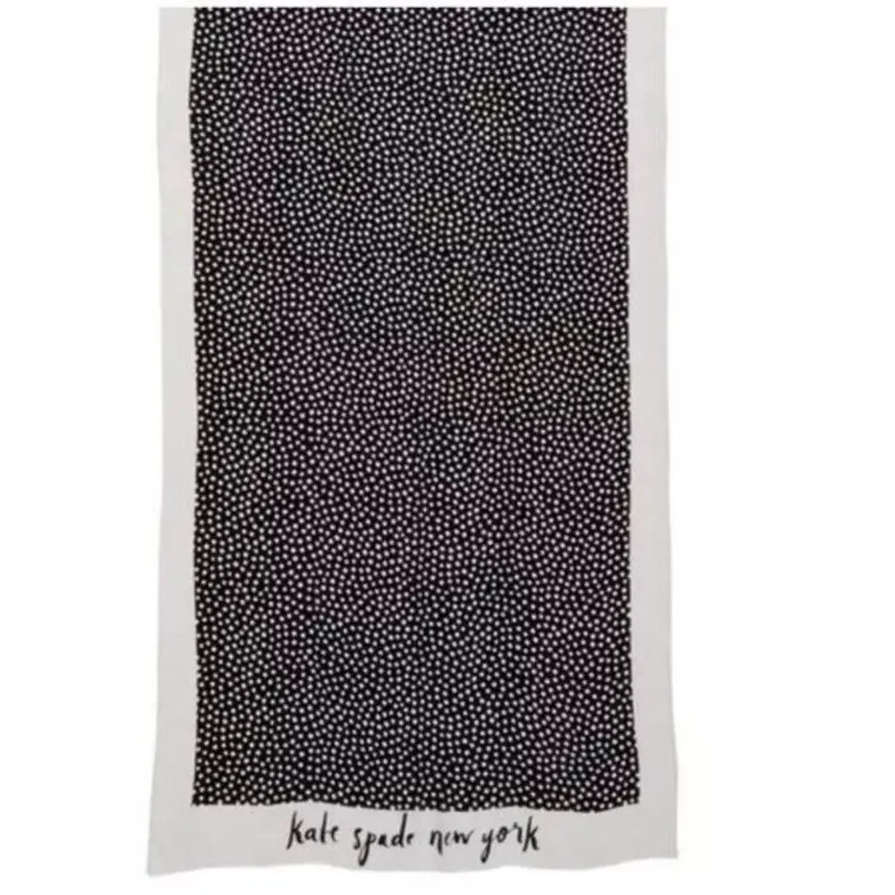 Kate Spade Black Spots Signature New York Scarf Oblong New